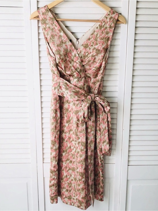 Talbots Dresses & Skirts - Talbots Pink and Olive Floral Wrap Midi Dress